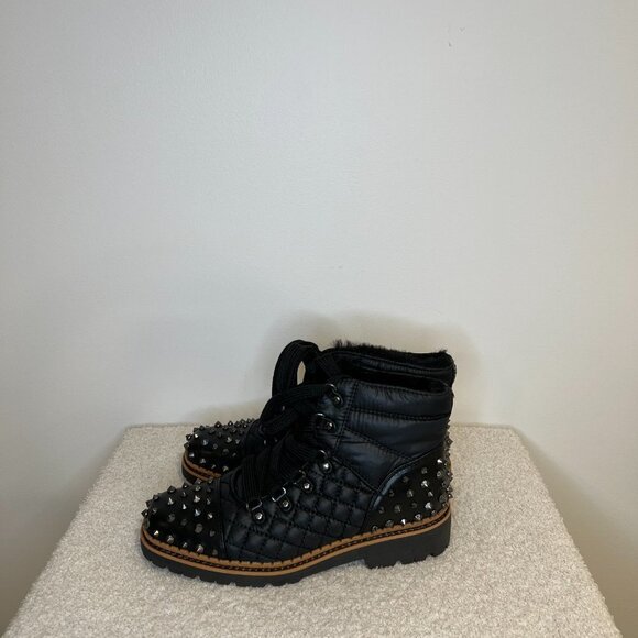 Sam Edelman | Bren Quilted Studded Ankle Boots | Black - Picture 4 of 7